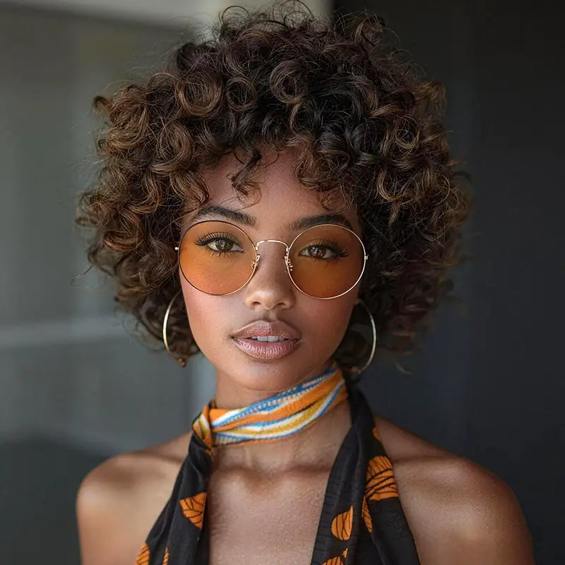 Egg Roll Bob Curly #1B Human Hair Wigs With Bang