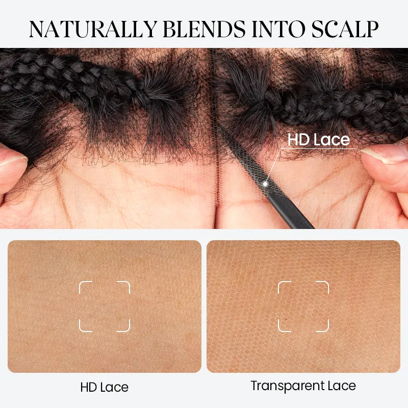 T1B/4 Boho Braided Curly Wig 5x5 HD Lace Drawstring Glueless Human Hair Wig