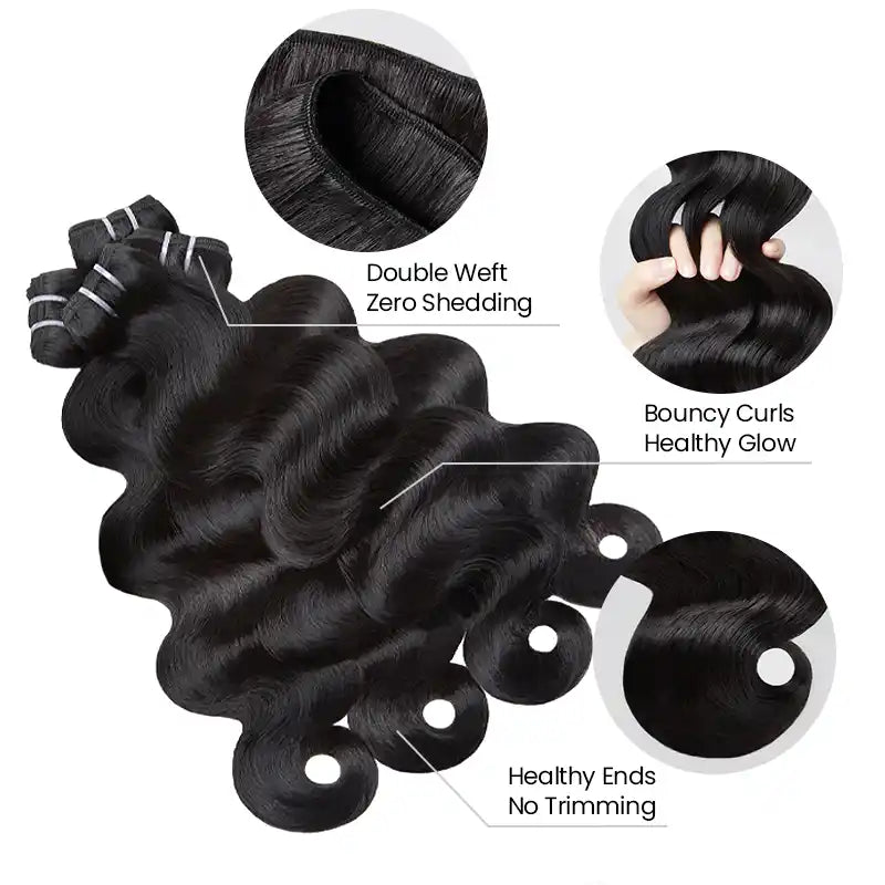 Lot de 3 mèches de cheveux crépus lisses avec fermeture en dentelle transparente 4x4 