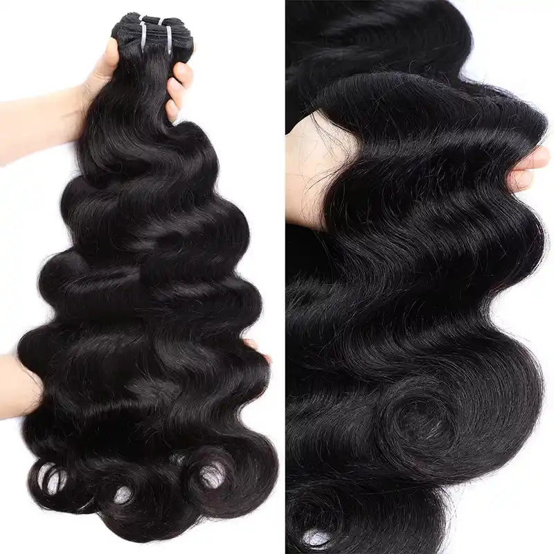 5x5 HD Lace Closure  with 3 Bundles Straight & Body Wave Human Hair Weave Extensions