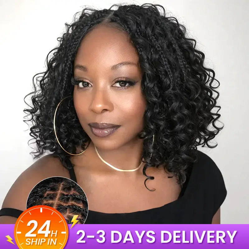 Beliana Boho-Inspired Braided Top Deep Curly 5x5 Glueless Human Hair Wig