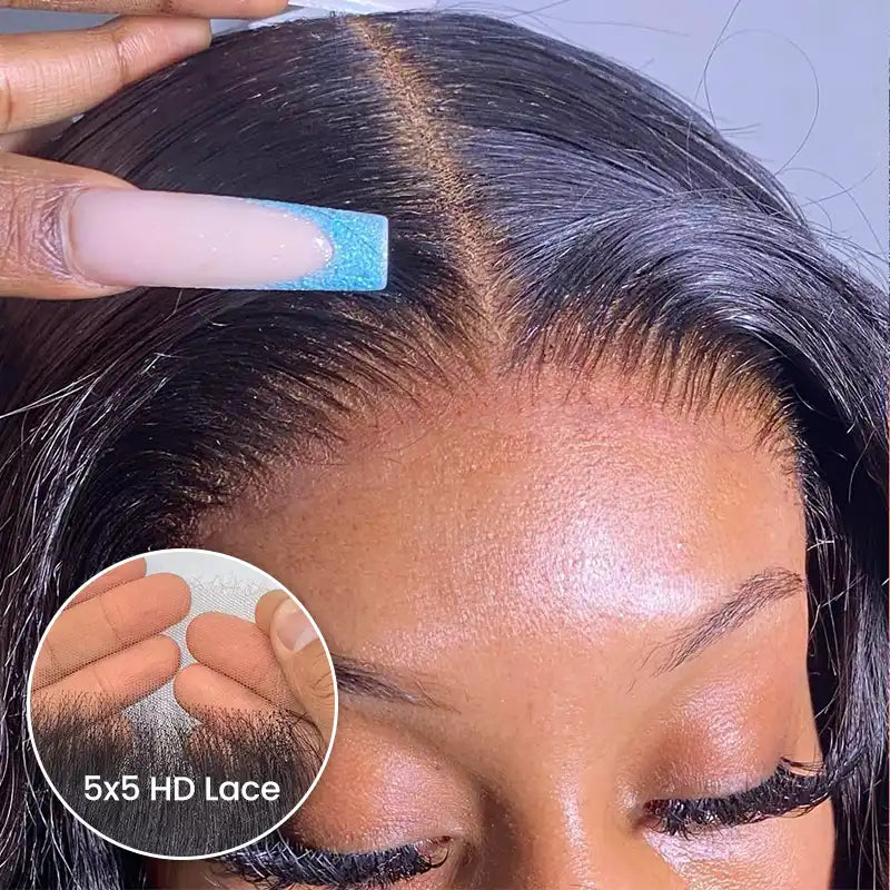 5x5 HD Lace Closure with 2 Bundles Human Hair Weave Extensions