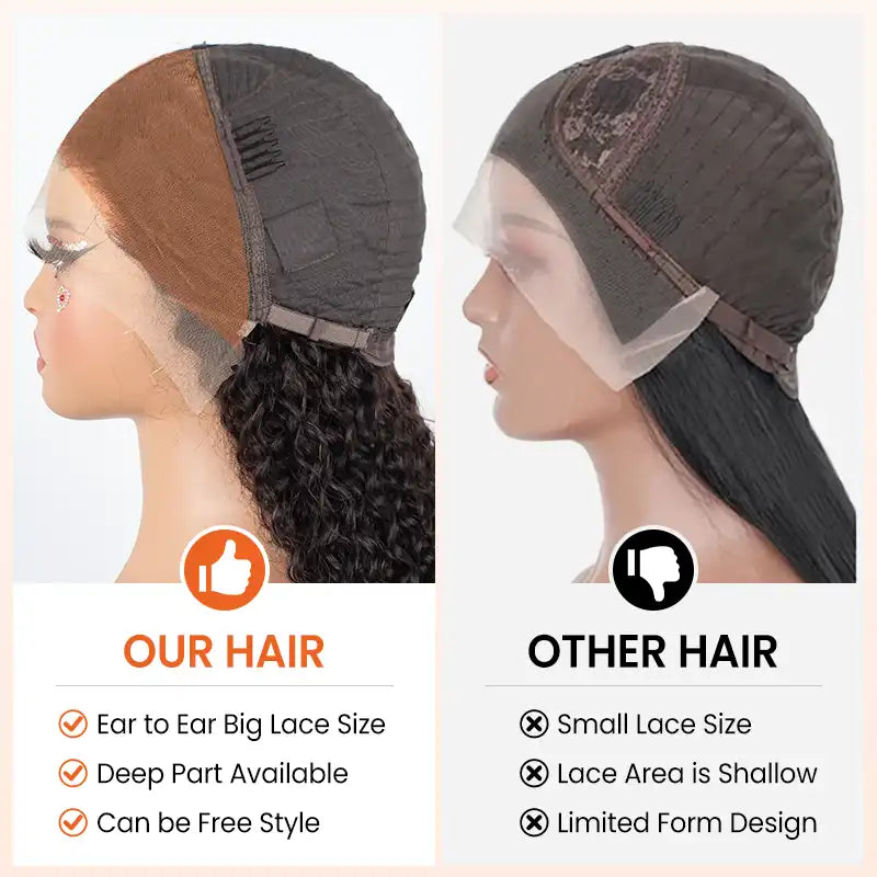 13x4 HD Transparent Lace Frontal Jerry Curly Human Hair Wig