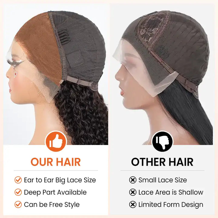 13x4 HD Transparent Lace Frontal Jerry Curly Human Hair Wig