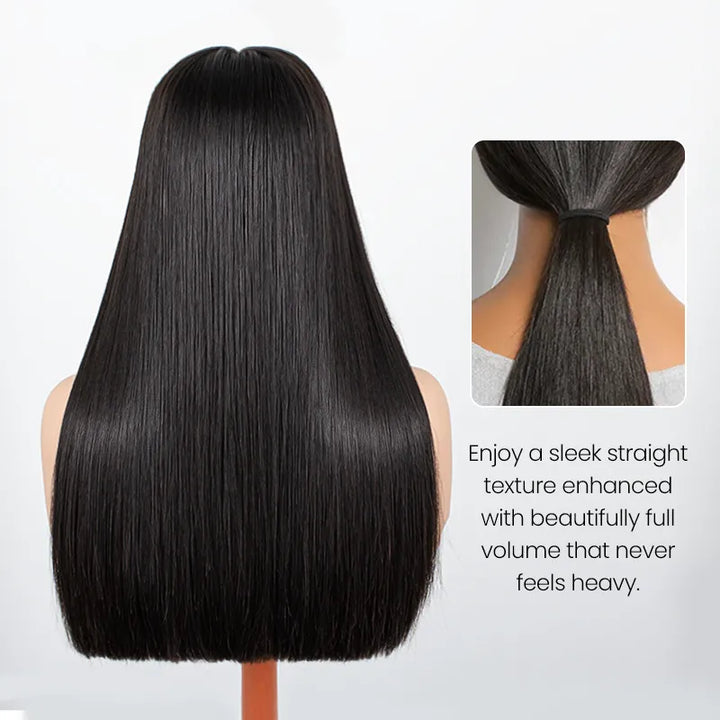 Perruque en cheveux humains lisses avec dentelle frontale transparente 13x4 