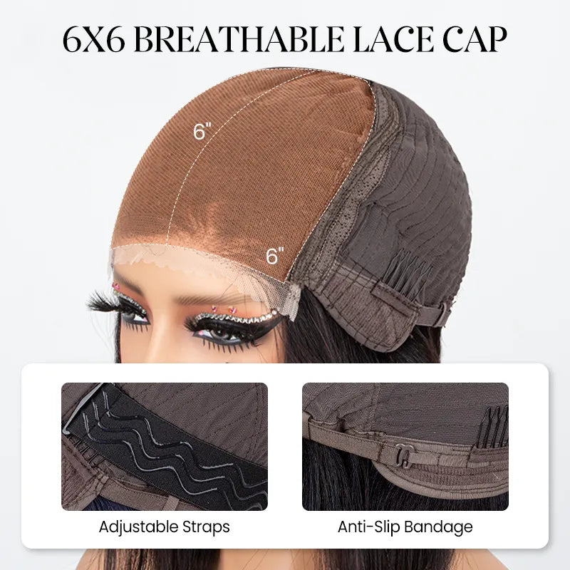 Perruque en cheveux humains lisses avec dentelle frontale transparente 13x4 