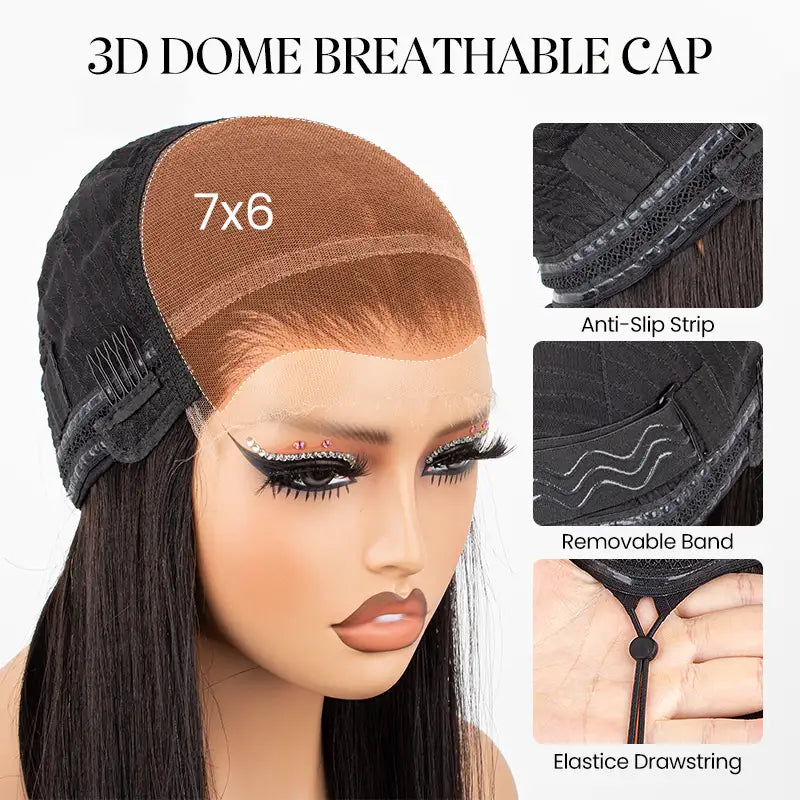 Peluca de cabello humano liso con encaje frontal transparente de 13 x 4 