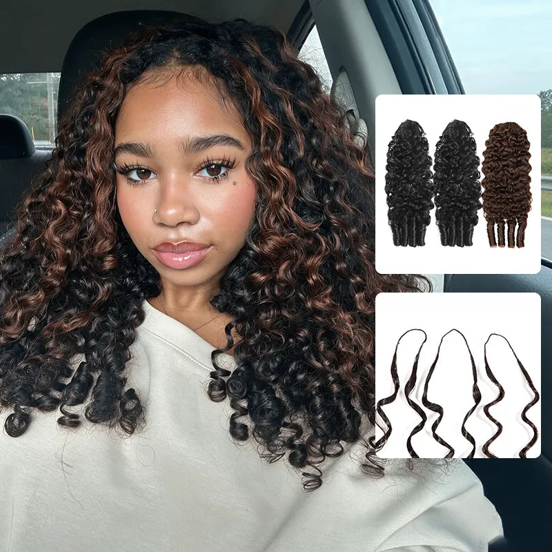 Colored Burmese Curly Feather Crochet Hair Extensions Human Hair