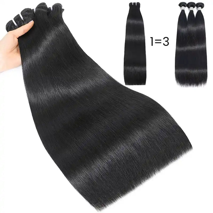 5x5 HD Lace Closure  with 3 Bundles Straight & Body Wave Human Hair Weave Extensions
