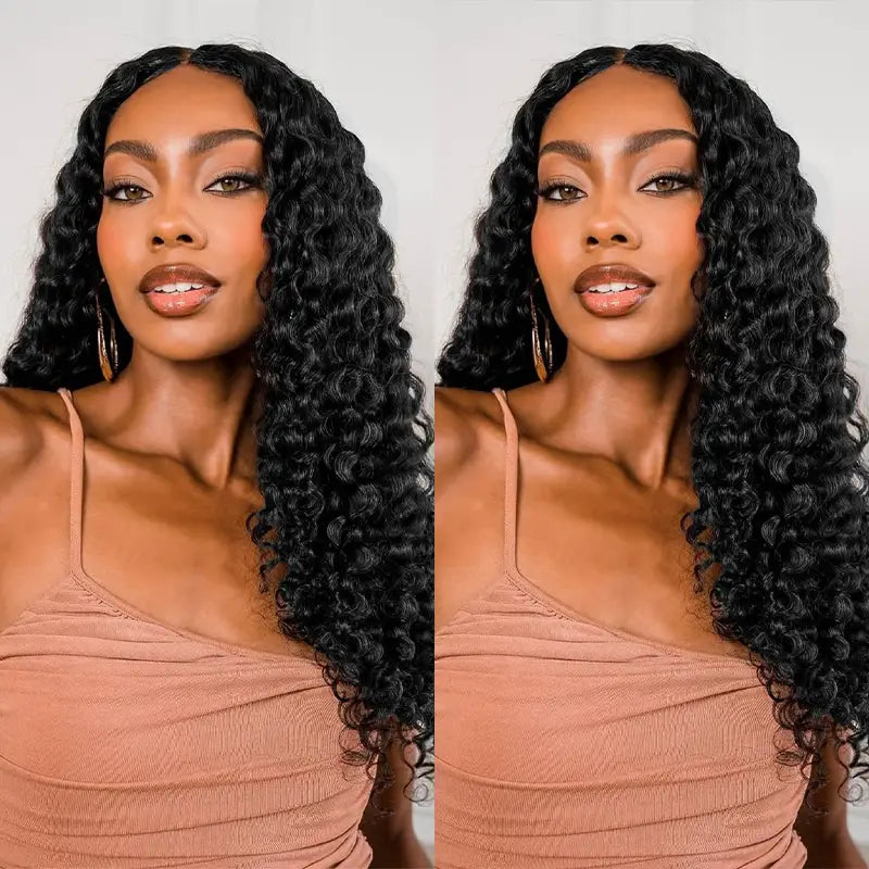$109 = 3 Bundles | Curly Feather Crochet Human Hair Extensions Pre-Separated Knotless