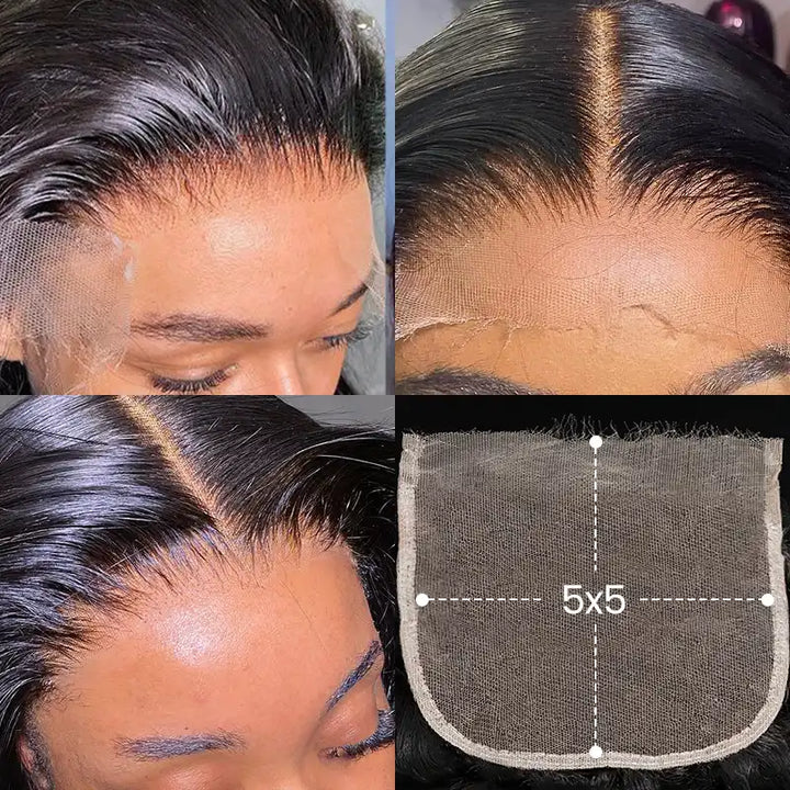 5x5 HD Lace Closure with 2 Bundles Human Hair Weave Extensions