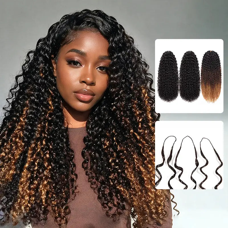 Colored Jerry Curly Feather Crochet Human Hair Extensions