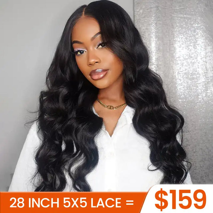 Perruque en cheveux humains lisses avec dentelle frontale transparente 13x4 