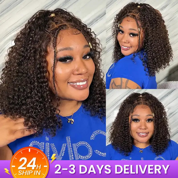 Boho-Inspired Braided Top Curly 5x5 Glueless Human Hair Wig