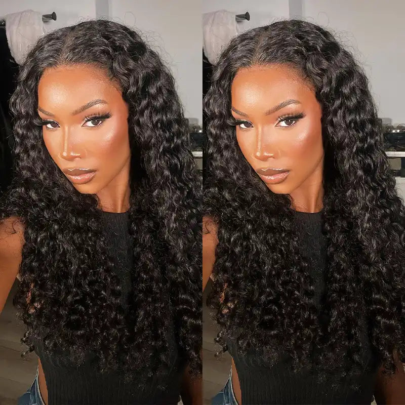 5x5 HD Lace Closure with 3 Bundles Curly Human Hair Weave Extensions