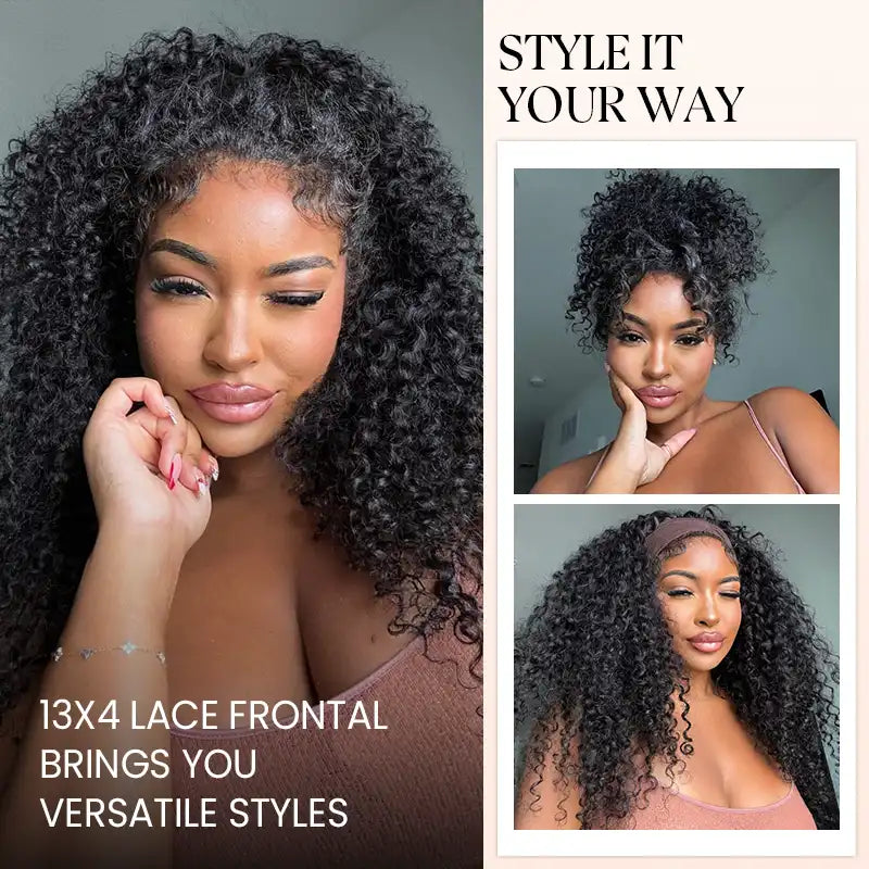 13x4 HD Transparent Lace Frontal Jerry Curly Human Hair Wig