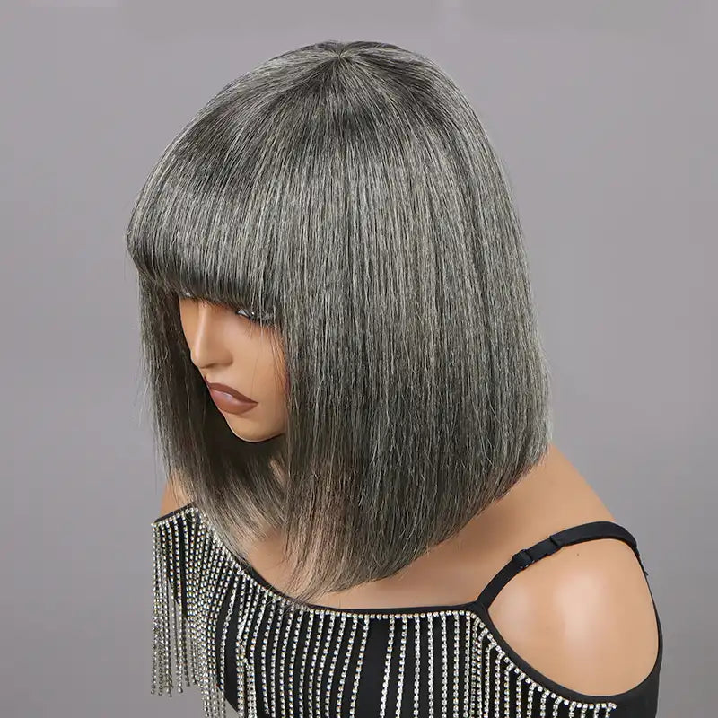Perruque en cheveux humains lisses avec dentelle frontale transparente 13x4 
