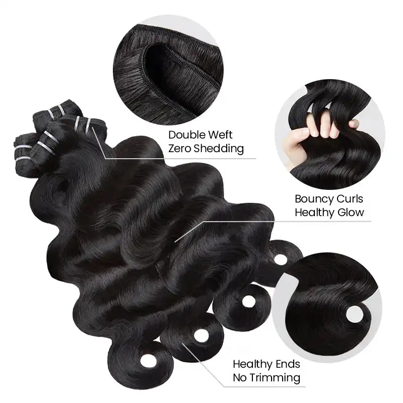 5x5 HD Lace Closure with 2 Bundles Human Hair Weave Extensions