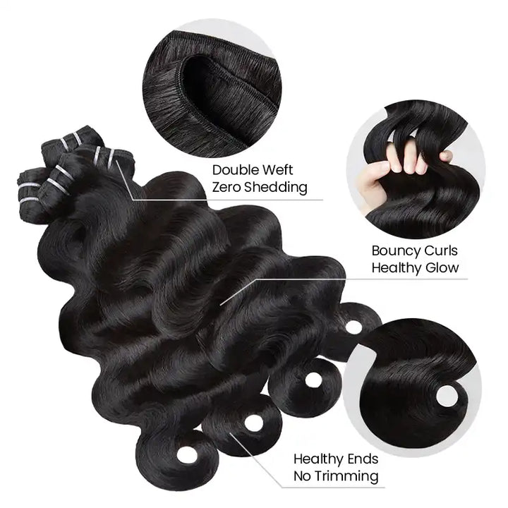 5x5 HD Lace Closure with 2 Bundles Human Hair Weave Extensions