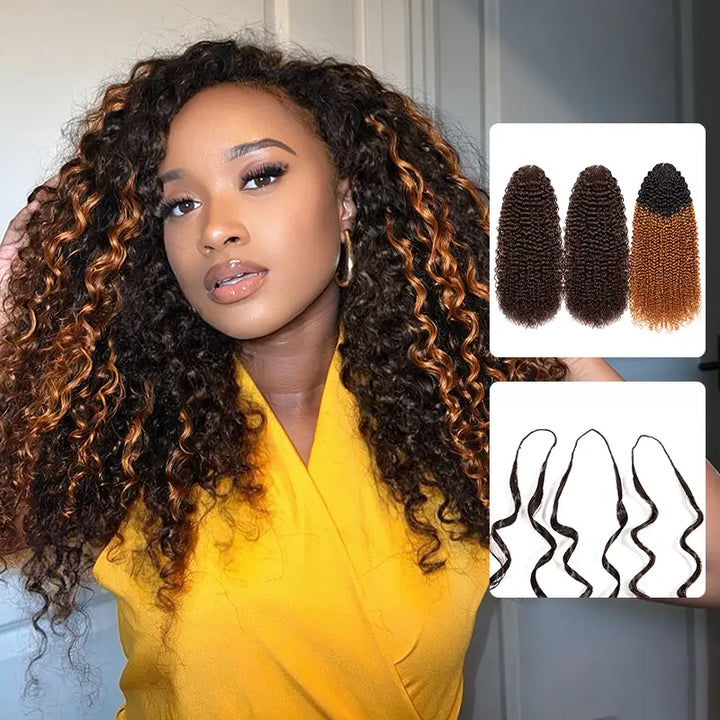 Colored Jerry Curly Feather Crochet Human Hair Extensions