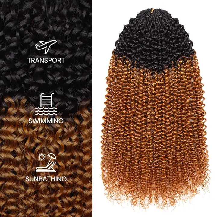 Ombre T1B/30 Curly Feather Crochet Hair Extensions 100% Human Hair