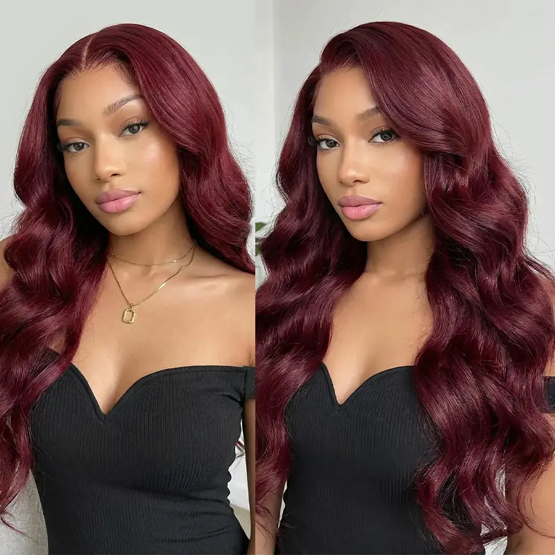 Full Bouncy Curls 3D Body Wave, Dark 99J 13x4 Lace Front Wig, Pre-Plucked