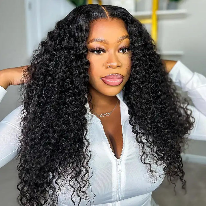 5x5 HD Lace Closure with 3 Bundles Curly Human Hair Weave Extensions