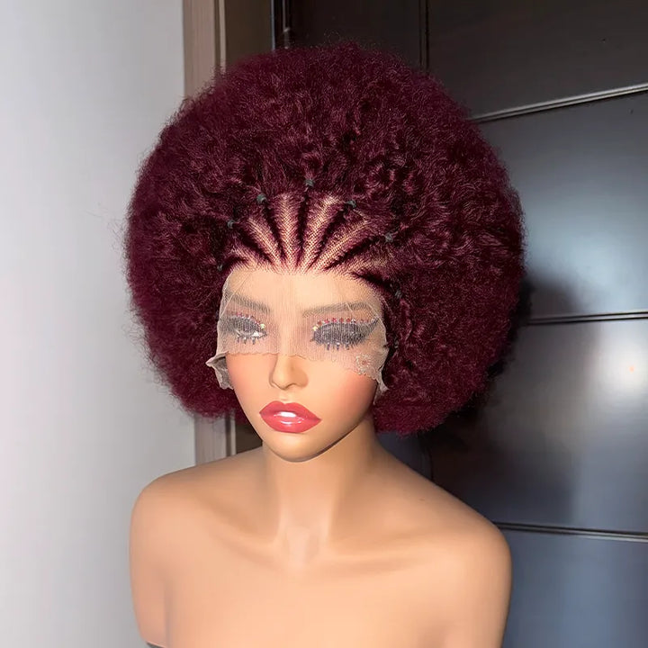 13x4 Wear & Go Cornrow Braided Lace Front Wig with Afro Puff Curls