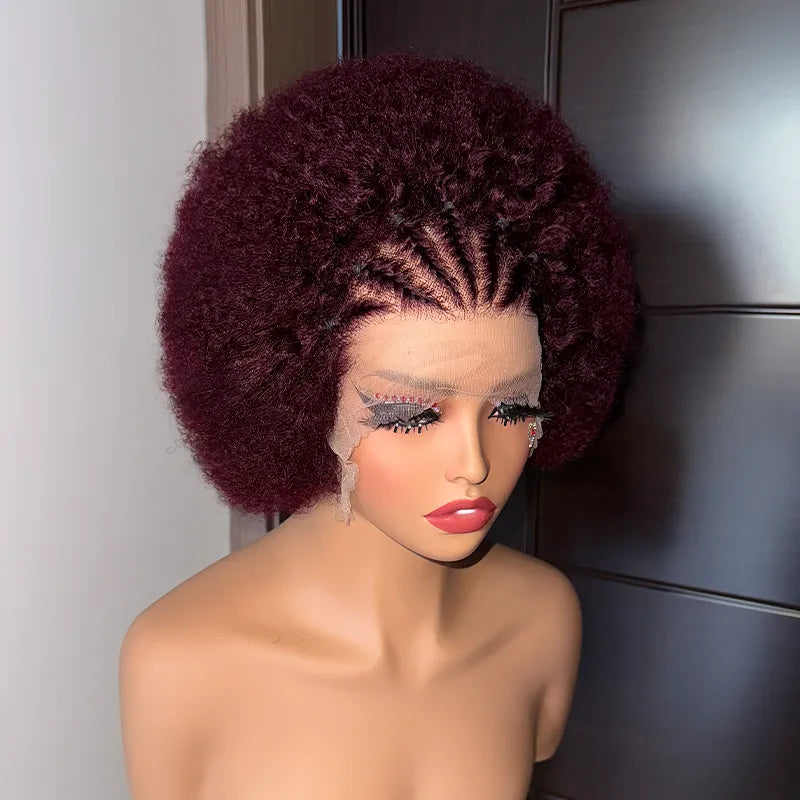 13x4 Wear & Go Cornrow Braided Lace Front Wig with Afro Puff Curls