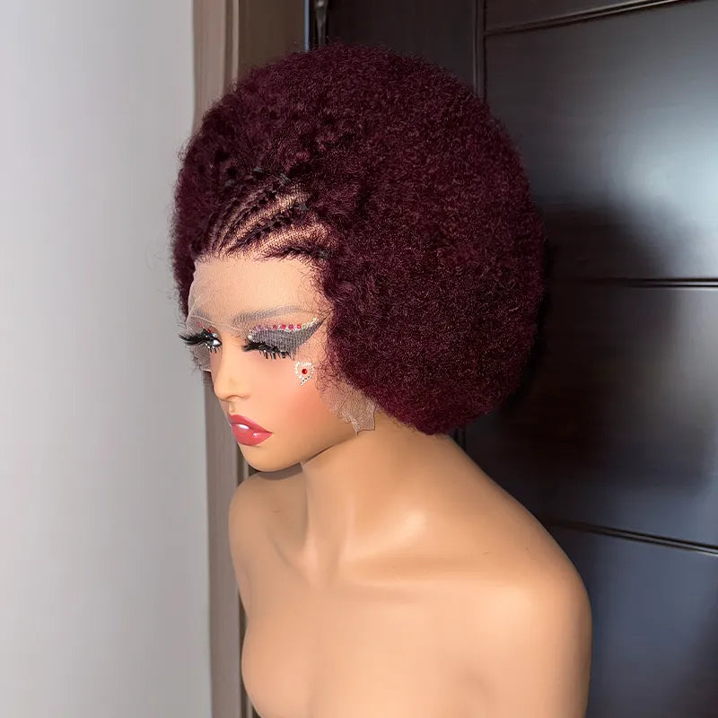 13x4 Wear & Go Cornrow Braided Lace Front Wig with Afro Puff Curls