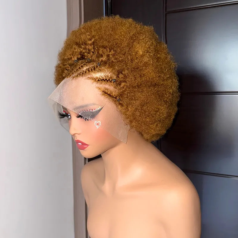 13x4 Wear & Go Cornrow Braided Lace Front Wig with Afro Puff Curls