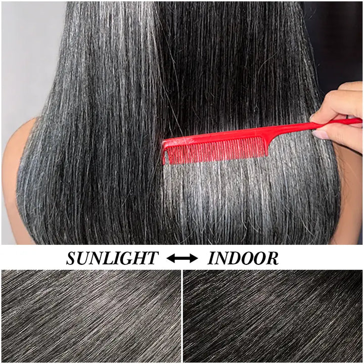 Beliana Hair 100% Human Hair Salt And Pepper Wigs With Bangs