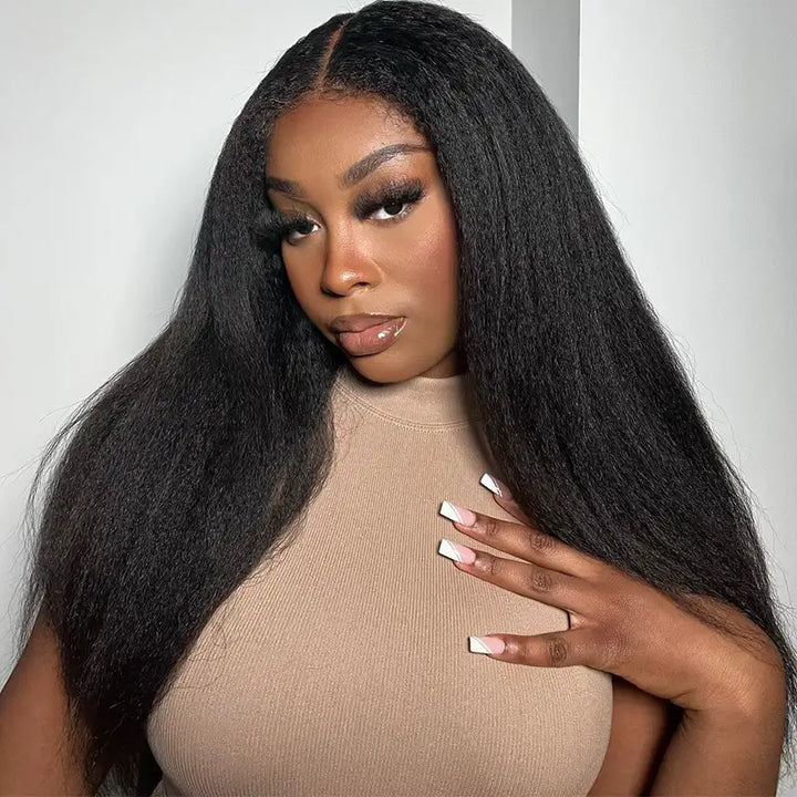 Beliana Hair 3 Bundles Kinky Straight Virgin Human Hair Weave Natural Black Color