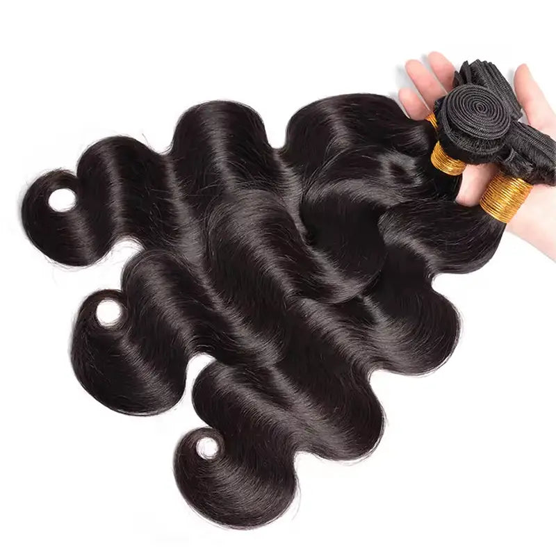 3 paquetes de cabello humano ondulado con encaje frontal transparente de 13x4 