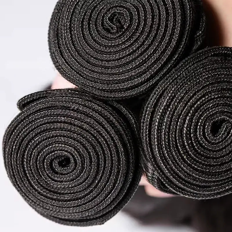 3 paquetes de cabello humano ondulado con encaje frontal transparente de 13x4 