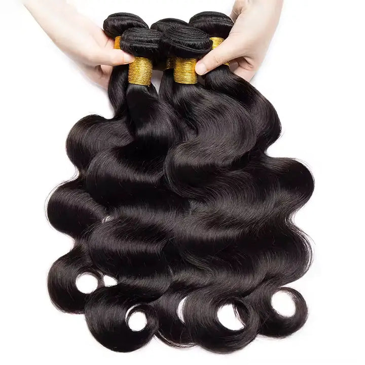 3 paquetes de cabello humano ondulado con encaje frontal transparente de 13x4 