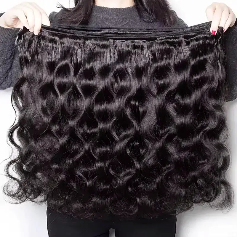 3 paquetes de cabello humano ondulado con encaje frontal transparente de 13x4 