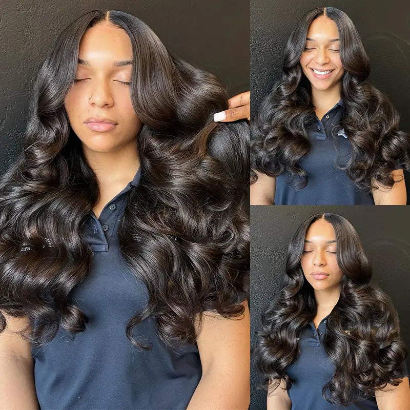 3 paquetes de cabello humano ondulado con encaje frontal transparente de 13x4 