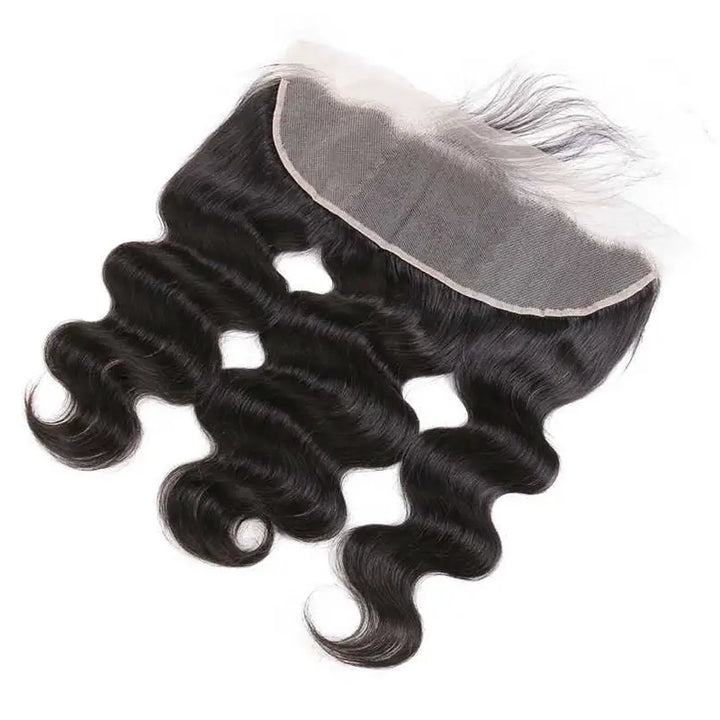 4 paquetes de cabello humano virgen con ondas corporales y encaje frontal transparente de 13 x 4 