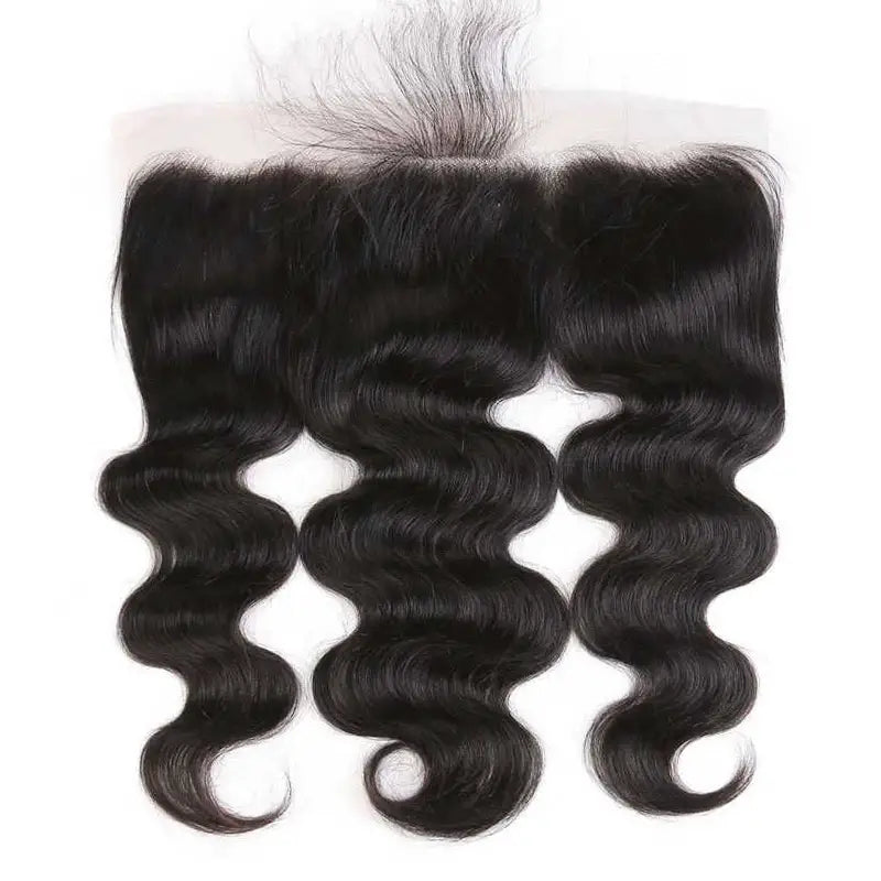4 paquetes de cabello humano virgen con ondas corporales y encaje frontal transparente de 13 x 4 