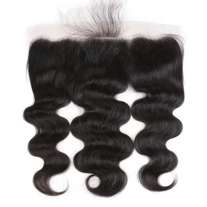 4 paquetes de cabello humano virgen con ondas corporales y encaje frontal transparente de 13 x 4 