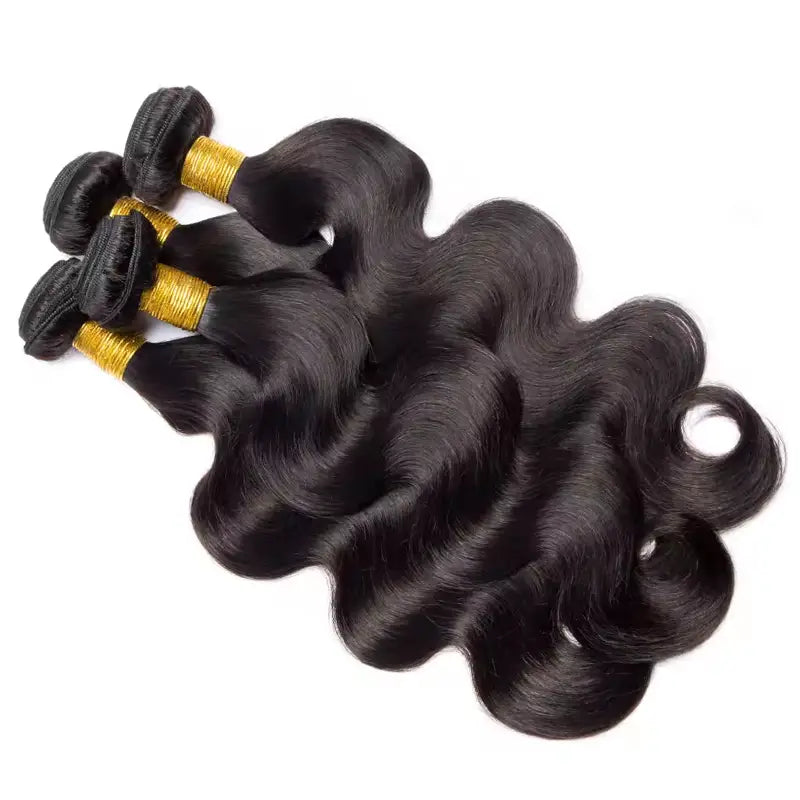 4 paquetes de cabello humano virgen con ondas corporales y encaje frontal transparente de 13 x 4 