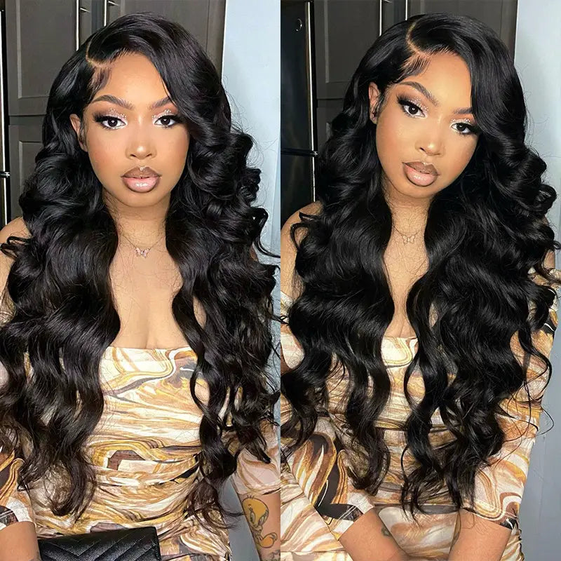 4 paquetes de cabello humano virgen con ondas corporales y encaje frontal transparente de 13 x 4 