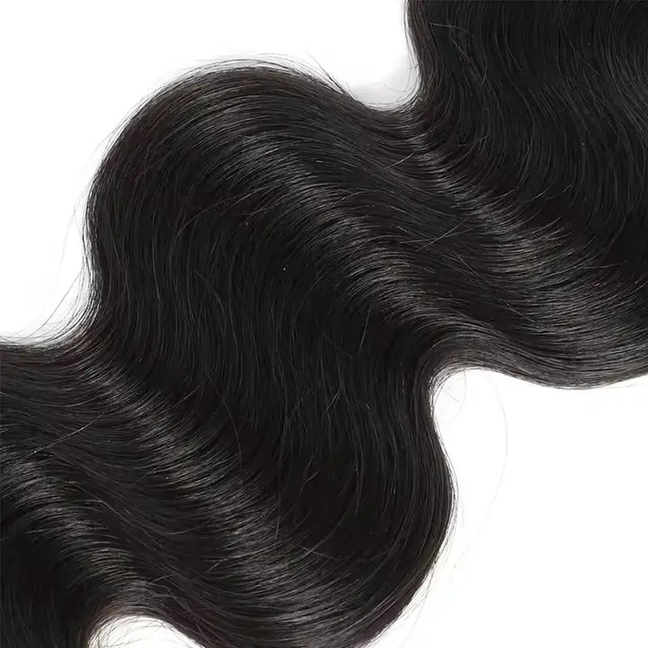 Cabello virgen brasileño con ondas corporales, 4 mechones con cierre de encaje transparente 4x4 