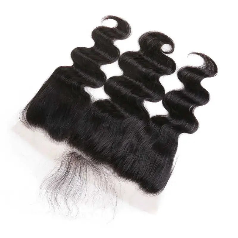 Cabello humano virgen con ondas corporales, 13x4, transparente, con encaje frontal 