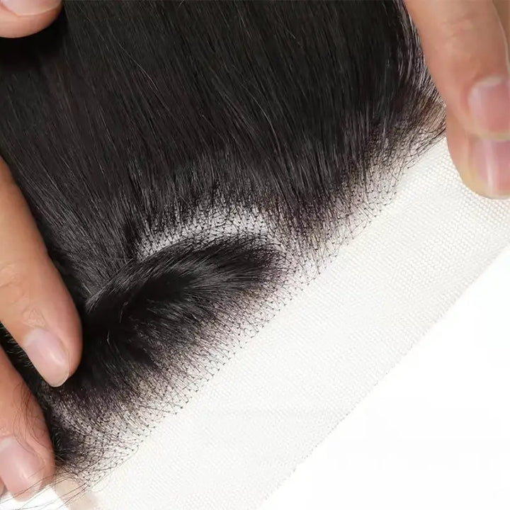 Cabello humano ondulado de color natural con cierre de encaje HD 4x4 