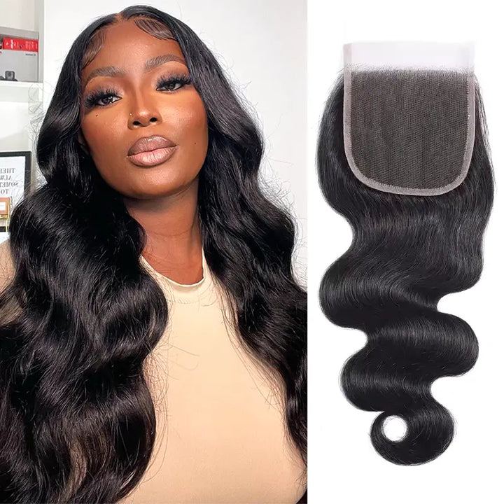 Body Wave Hair 4x4 Lace Closure Natural Color 100% Human Hair