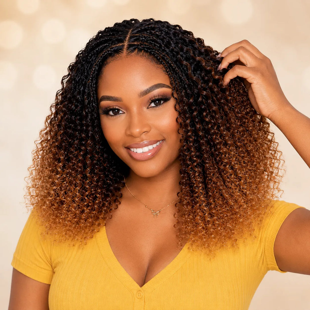 Boho-Inspired Braided Top Deep Curly 5x5 Glueless Human Hair Wig