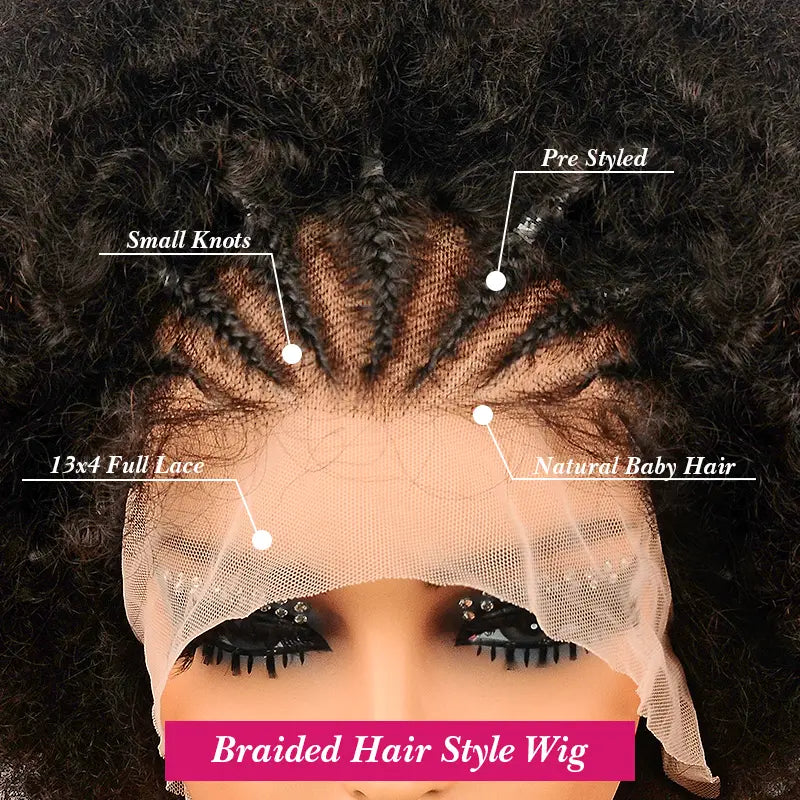 13x4 Wear Go Lace Front Braided Afro Short Curly Wig