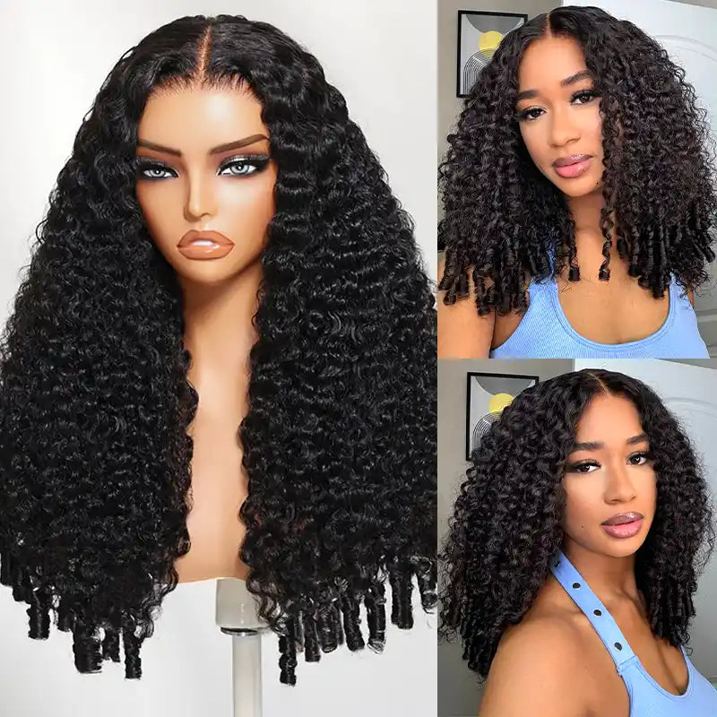 Burmese Curly Glueless Wig Bleached Knots 6x4 Transparent Lace Wear & Go Human Hair Wig